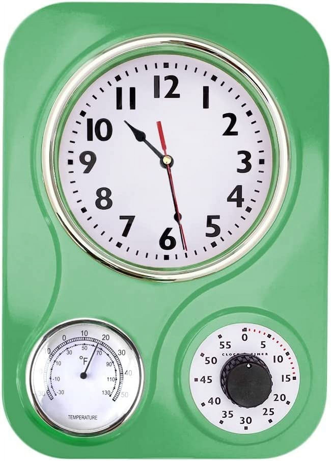 Lily's Home Retro Kitchen Clock with Temperature and Timer (Orange)