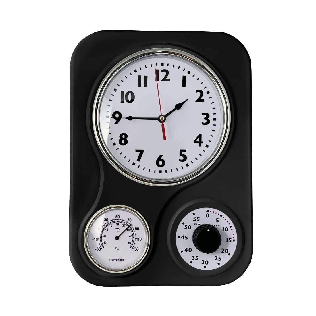 Lily's Home Retro Kitchen Wall Clock, Thermometer, Timer, and Battery