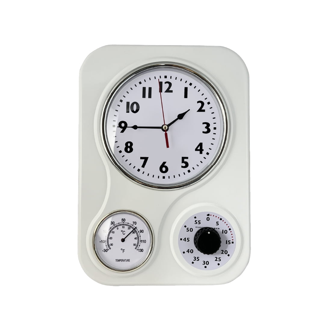 Lily's Home Retro Kitchen Wall Clock with Thermometer and Timer (9.5 x