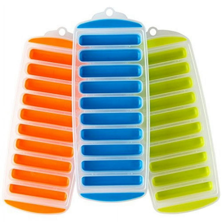  Lily's Home Silicone Narrow Ice Stick Cube Trays with Easy Push  and Pop Out Material, Ideal for Sports and Water Bottles, Assorted Bright  Colors (11 x 4 1/2 x 1, Set
