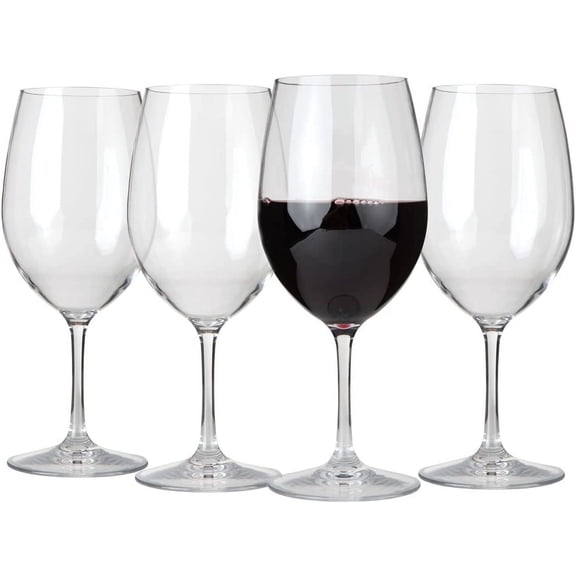Lily's Home Unbreakable Cabernet and Merlot Bordeaux Red Wine Glasses, Made of Shatterproof Tritan Plastic, For Indoor and Outdoor Use, Reusable and Dishwasher-Safe, Crystal Clear 20 oz.