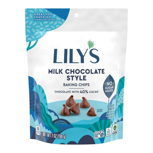 Lily's Milk Chocolate Style No Added Sugar Baking Chips, Bag 7 oz ...