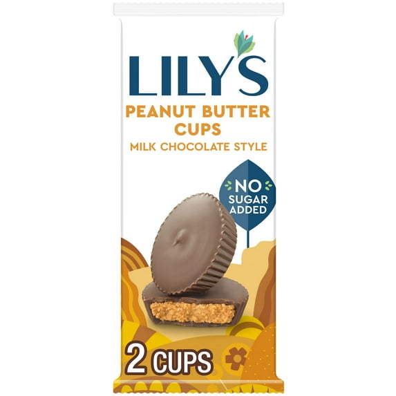 Lily's Milk Chocolate Style Peanut Butter Cups No Sugar Added Sweets, Pack 1.25 oz