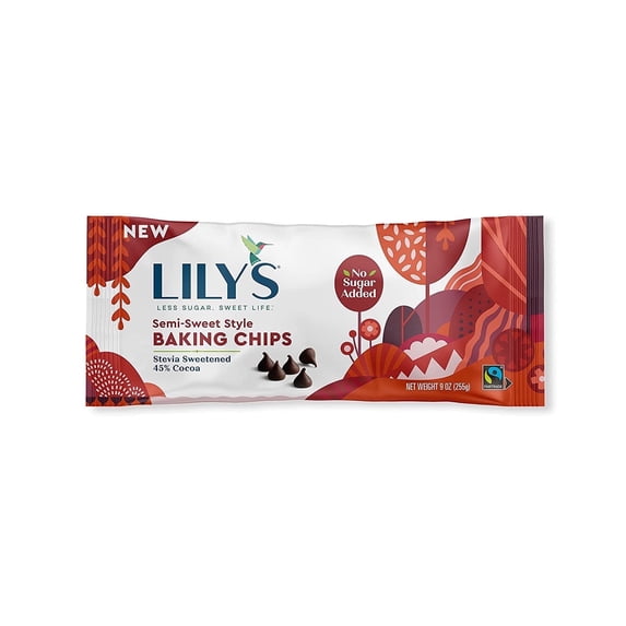 Lily's Semi-Sweet Style Baking Chips 45% Cacao 9 oz Pack of 2