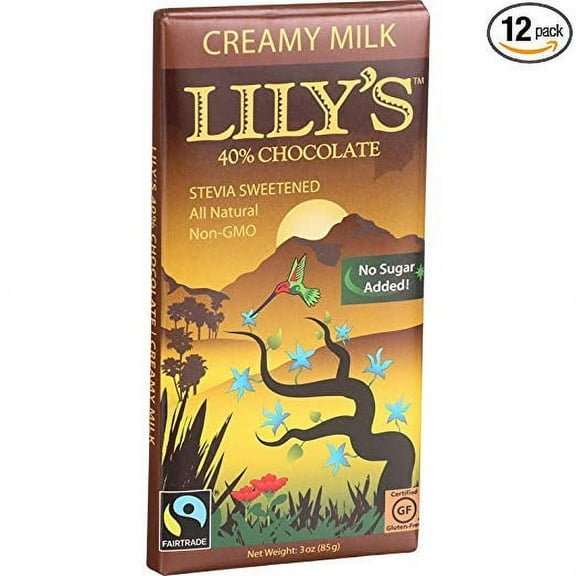 Lily's Sweets Chocolate Bar Creamy Milk, 3 oz - Case of 12