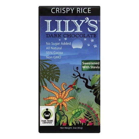 Lily's Sweets Crispy Rice Dark Chocolate Bar, 3 Oz (Pack of 12)