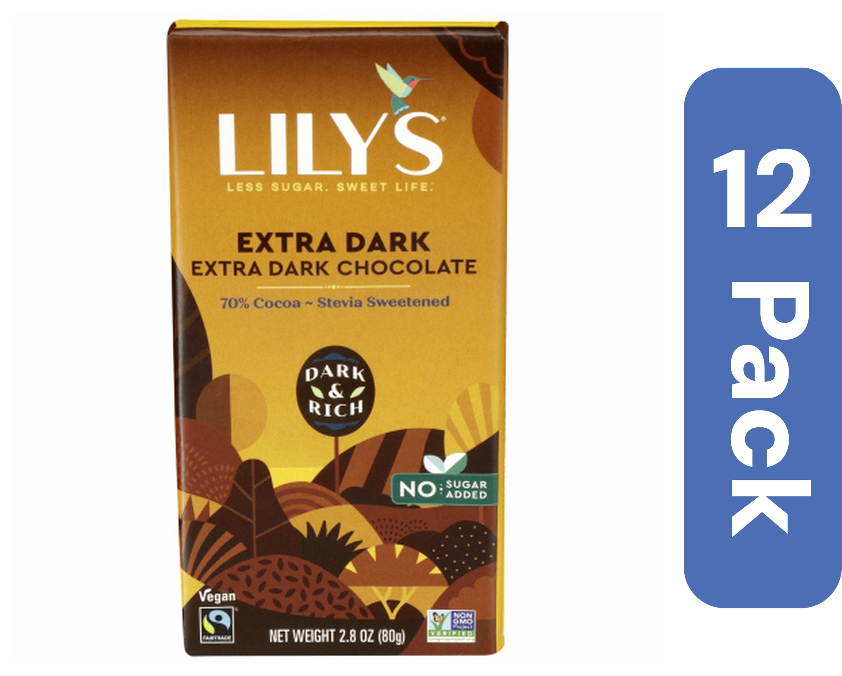 Lily's Sweets Dark Chocolate Bar 70% 2.8 oz (Pack of 12)