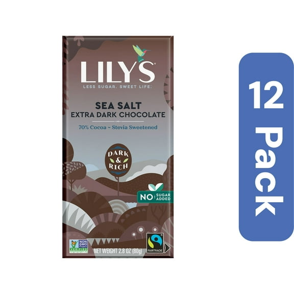 Lily's Sweets Dark Chocolate Bar 70% Sea Salt 2.8 oz (Pack Of 12)