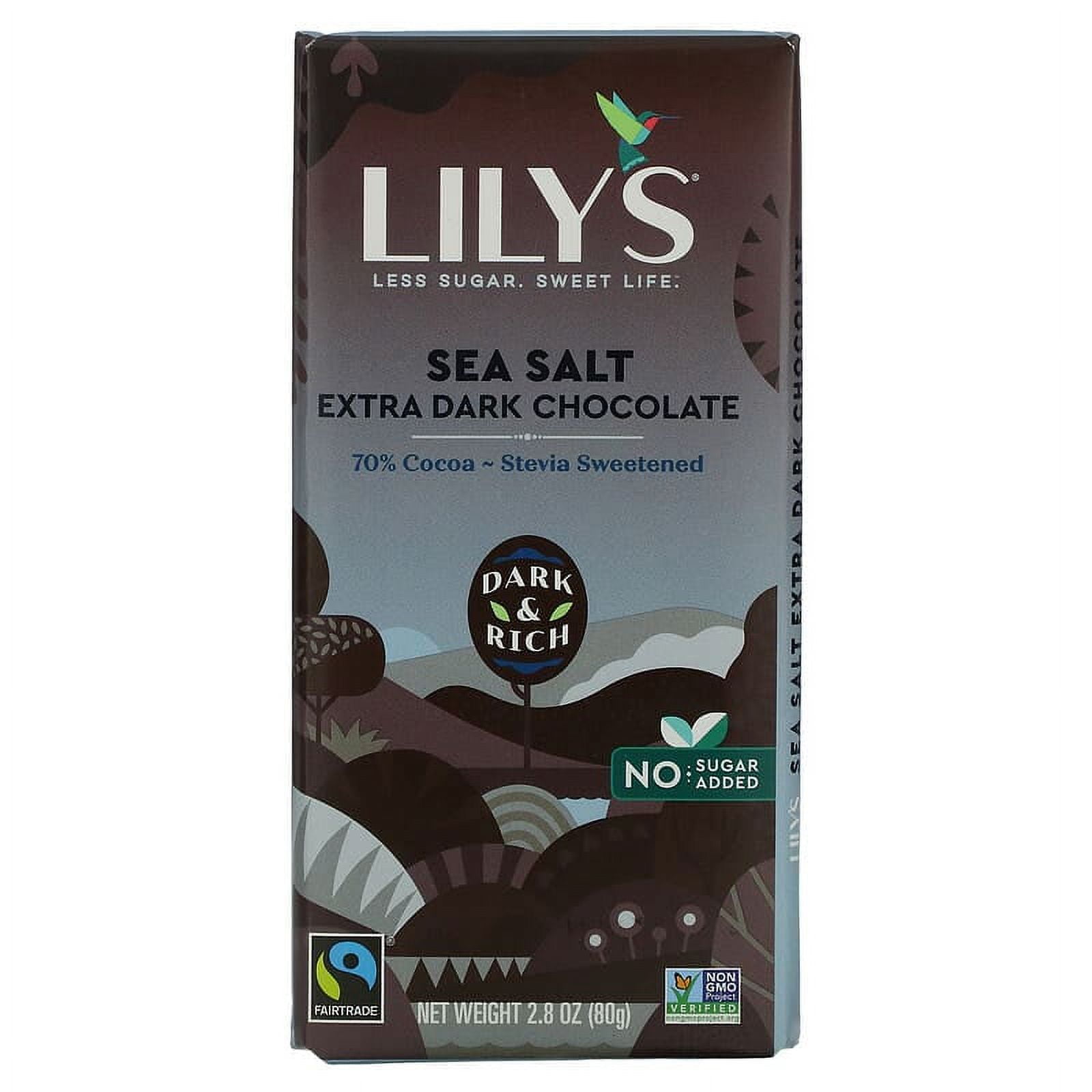 Lily's Sweets, Dark Chocolate Bar, Sea Salt, 70% Cocoa, 2.8 oz Pack of 3