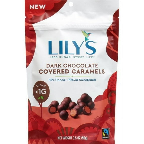 Lily's Sweets Dark Chocolate Caramels - 3.5 oz Pack of 4