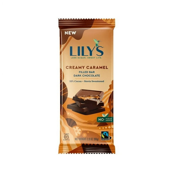 Lily's Sweets Dark Chocolate Creamy Caramel Bar 2.8 oz (Pack of 12)