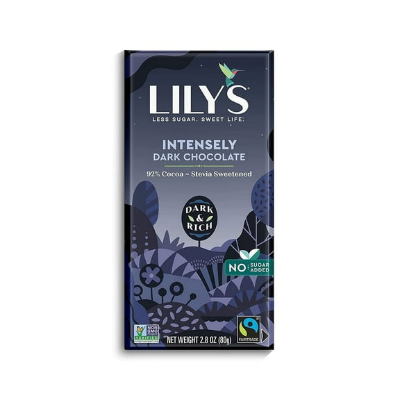 Lily's Sweets Intensely Dark Chocolate Bar 92% Cocoa 2.8 oz Pack of 2