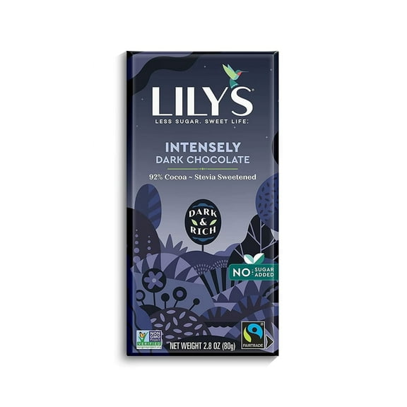 Lily's Sweets Intensely Dark Chocolate Bar 92% Cocoa 2.8 oz Pack of 4