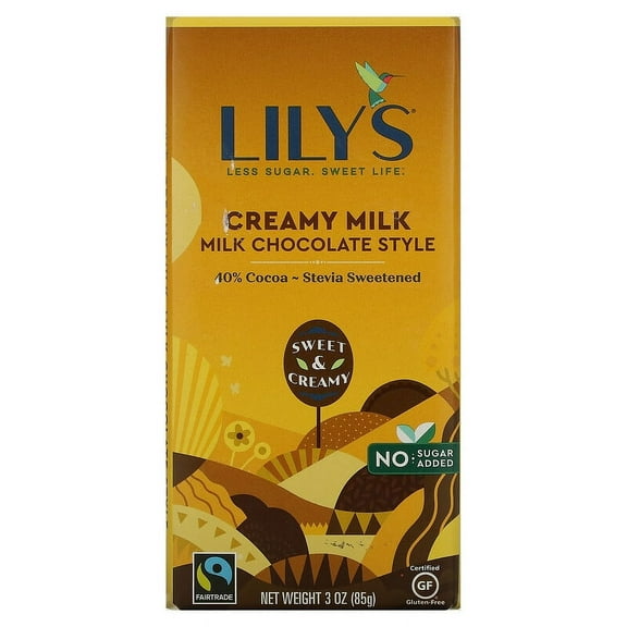 Lily's Sweets, Milk Chocolate Style Bar, Creamy Milk, 40% Cocoa, 3 oz