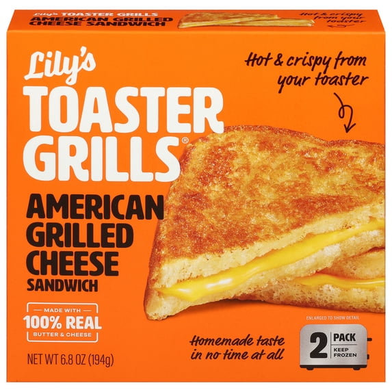 Lily's Toaster Grills - American Cheese Sandwich - Frozen Meal, 2 Pack