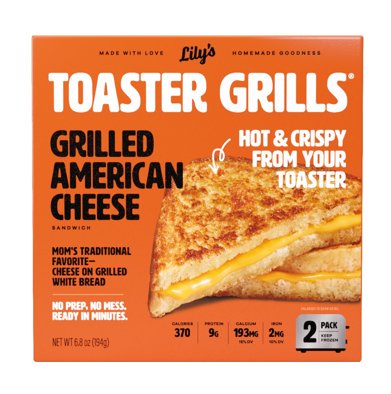 Lily's Toaster Grills Grilled Cheeseburger Sandwich Frozen Meal, 2