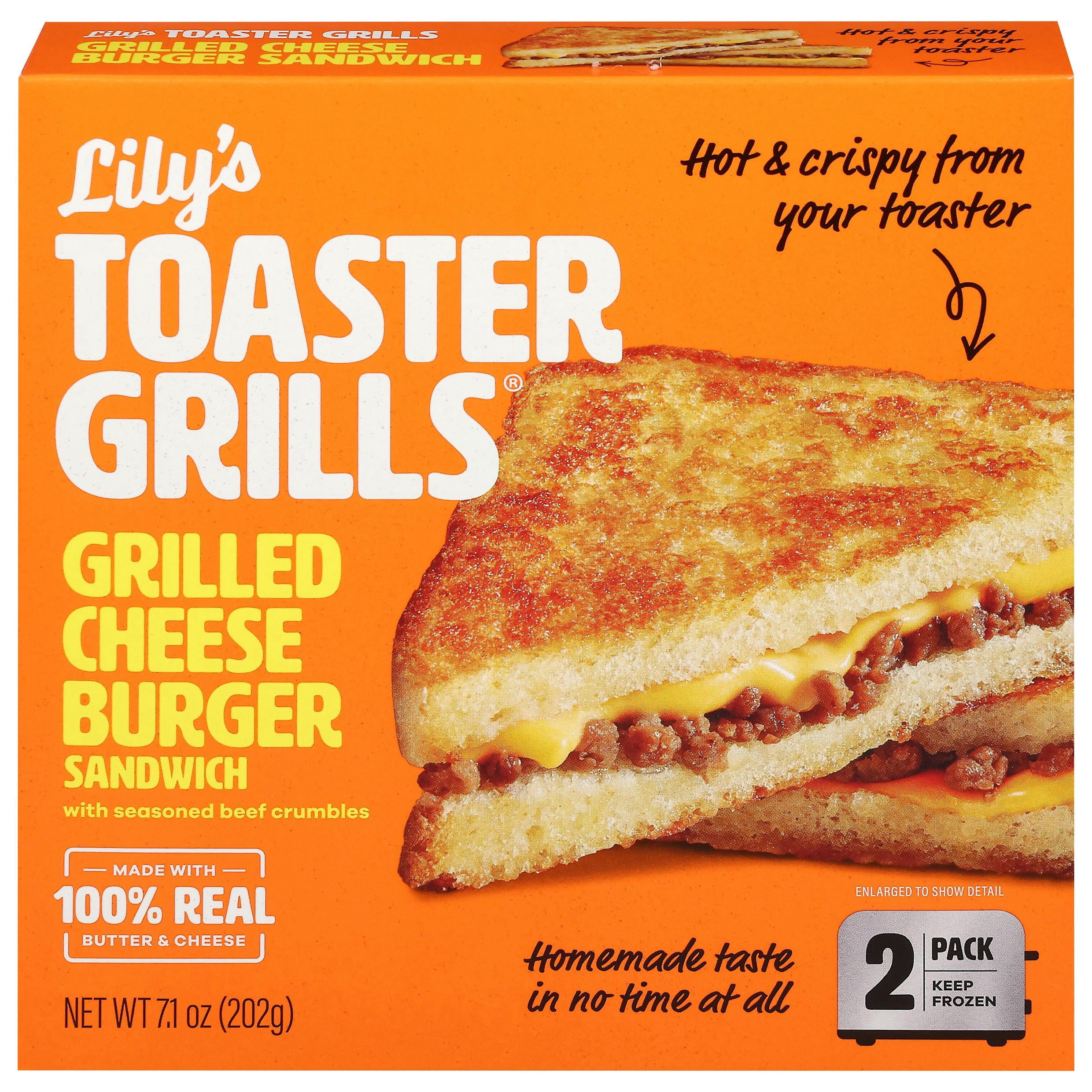 Lily's Toaster Grills - Grilled Cheeseburger Sandwich - Frozen Meal, 2 Pack