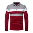 thumbnail image 1 of LilyLLL Men's Button Collar Shirt Casual Tops Striped Long Sleeve Blouse T Shirts Workwear, 1 of 3
