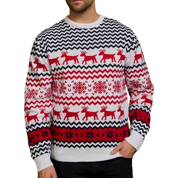 LilyLLL Men's Christmas Sweater Long Sleeve Round Neck Pullover Jumper Tops