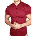 thumbnail image 1 of LilyLLL Mens Button Down Collar Shirt Short Sleeve Solid Color Casual Work Tee Tops, 1 of 2