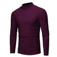 thumbnail image 1 of LilyLLL Mens High Neck Long Sleeve Fleece Sweater Tops Solid Color Jumper Shirts, 1 of 3