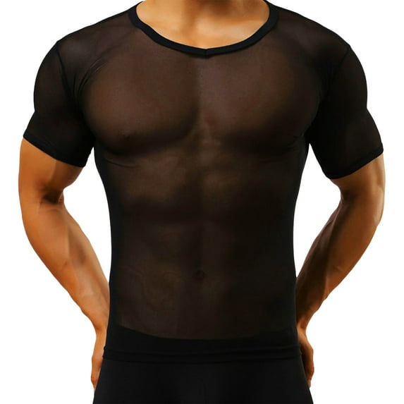LilyLLL Mens Sexy Mesh See Through Undershirt Tank Tops Vest T-Shirt Muscle Underwear