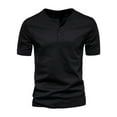 thumbnail image 1 of LilyLLL Mens Short Sleeve Henley T Shirt Solid Color Sport Tee Tops, 1 of 4