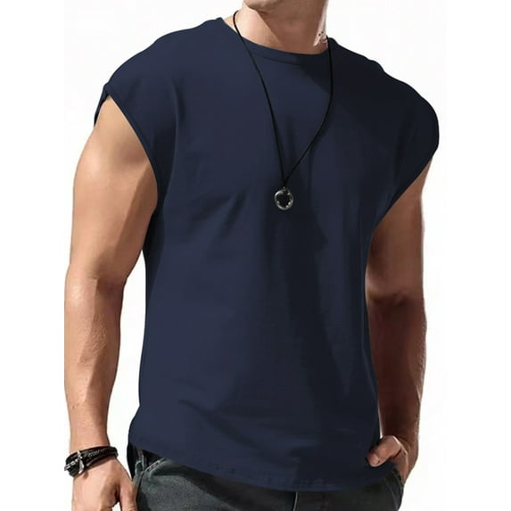 LilyLLL Mens Short Sleeve Muscle T Shirt Solid Color Sleeveless Undershirt Tank Tops