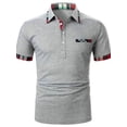 thumbnail image 1 of LilyLLL Mens Short Sleeve Performance Golf Bowling Shirt Grid Print Collared T-shirt Tops, 1 of 4