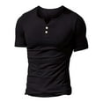 thumbnail image 1 of LilyLLL Mens Short Sleeve Solid Color Henley T Shirt Slim Fit Tops, 1 of 2