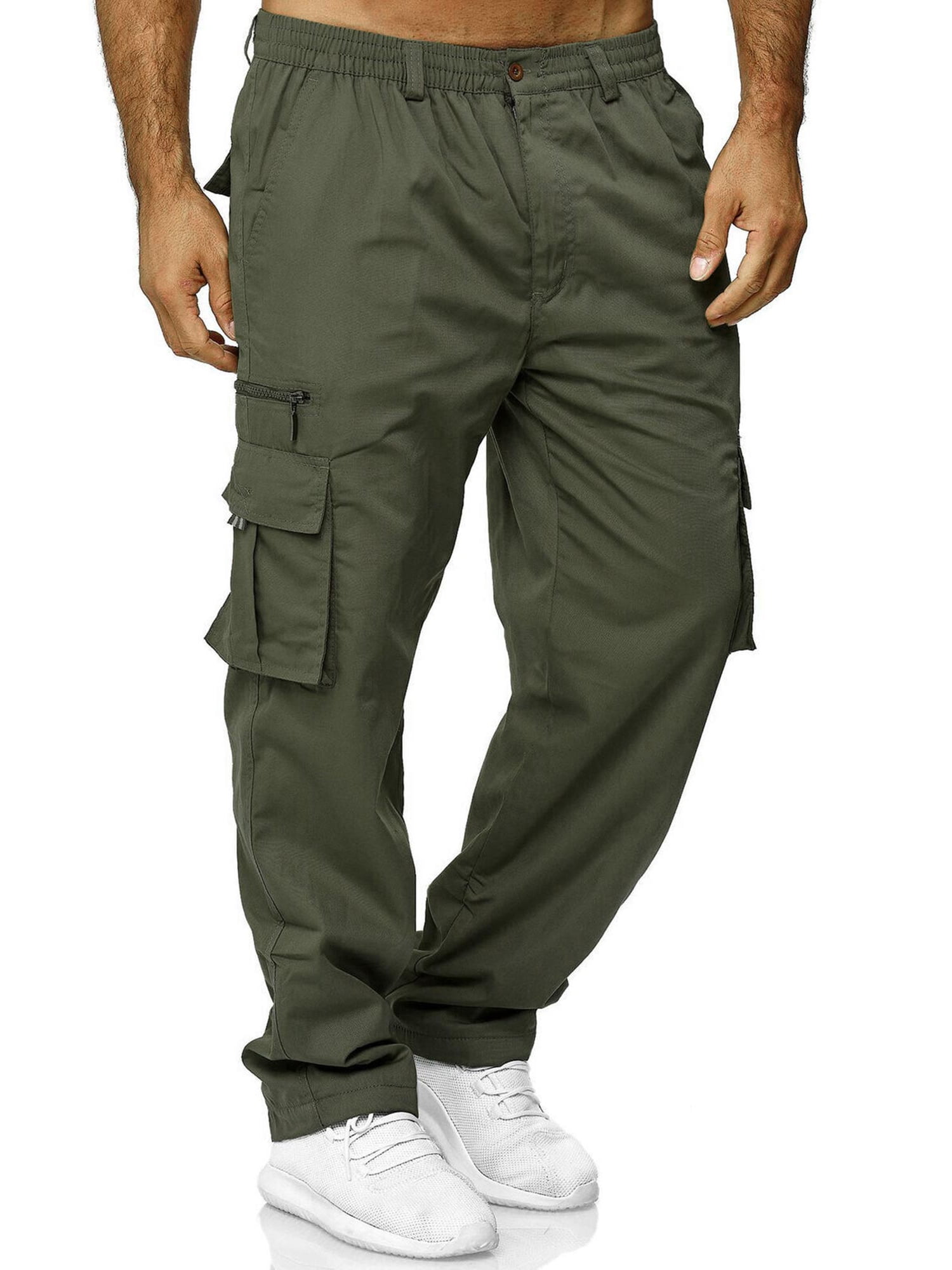 LilyLLL Mens Solid Casual Multiple Pockets Outdoor Straight