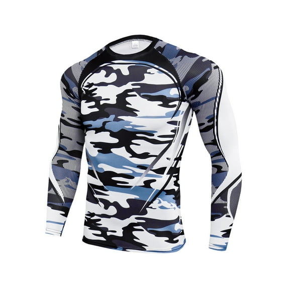 LilyLLL Mens Tactical Camo Print Compression Shirt Long Sleeve Base Layer Tops Gym Sports