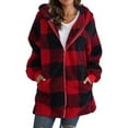 thumbnail image 1 of LilyLLL Plus Size Coat Womens Christmas Plaid Fleece Jacket Zipper Hoodie Sweater, 1 of 2