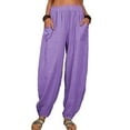 thumbnail image 1 of LilyLLL Plus Size M-5XL Womens Cotton Linen High Waist Pockets Baggy Harem Pants, 1 of 4