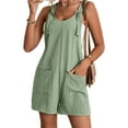 thumbnail image 1 of LilyLLL Plus Size S-4XL Womens Solid Color Suspender Overall Shorts Pockets Dungaree Bib, 1 of 3