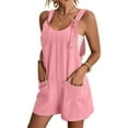 thumbnail image 1 of LilyLLL Plus Size S-4XL Womens Solid Color Suspender Overall Shorts Pockets Dungaree Bib, 1 of 2