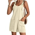 thumbnail image 1 of LilyLLL Plus Size S-4XL Womens Solid Color Suspender Overall Shorts Pockets Dungaree Bib, 1 of 3