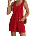 thumbnail image 1 of LilyLLL Plus Size S-4XL Womens Solid Color Suspender Overall Shorts Pockets Dungaree Bib, 1 of 4