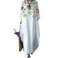 thumbnail image 1 of LilyLLL Plus Size S-5XL Womens 3/4 Sleeve Floral Print Casual Loose Kaftan Long Dress, 1 of 2