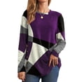 thumbnail image 1 of LilyLLL Plus Size S-5XL Womens Color Block Long Sleeve Pullover Tunic T Shirt Tops, 1 of 2