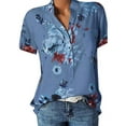 thumbnail image 1 of LilyLLL Plus Size S-5XL Womens Retro Floral Print Short Sleeve Buttons Shirt Tops, 1 of 4