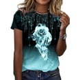 thumbnail image 1 of LilyLLL Plus Size S-5XL Womens Rose Print Short Sleeve Summer T-shirt Tops, 1 of 2