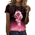 thumbnail image 1 of LilyLLL Plus Size S-5XL Womens Rose Print Short Sleeve Summer T-shirt Tops, 1 of 2