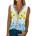 thumbnail image 1 of LilyLLL Plus Size S-5XL Womens Sleeveless V Neck Floral Lace Summer Blouse Tank Tops, 1 of 2