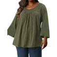 thumbnail image 1 of LilyLLL Plus Size S-5XL Womens Solid Color Flared Sleeve Flowy Tunic T-shirt Tops, 1 of 4