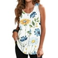 thumbnail image 1 of LilyLLL Plus Size S-5XL Womens Summer Floral Print Sleeveless Pleated Blouse Tank Tops, 1 of 3