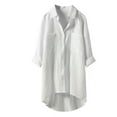 thumbnail image 1 of LilyLLL Plus Size Womens Casual Loose Buttons Shirt Cotton Linen Tunic Blouse Tops, 1 of 2