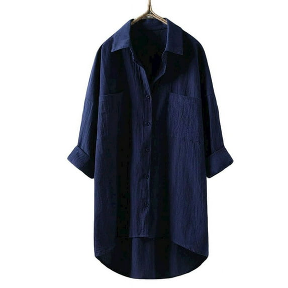 LilyLLL Plus Size Womens Casual Loose Buttons Shirt Cotton Linen Tunic Blouse Tops