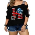 thumbnail image 1 of LilyLLL Plus Size Womens Cold Shoulder T-shirt Short Sleeve Printed Blouse Tops, 1 of 2