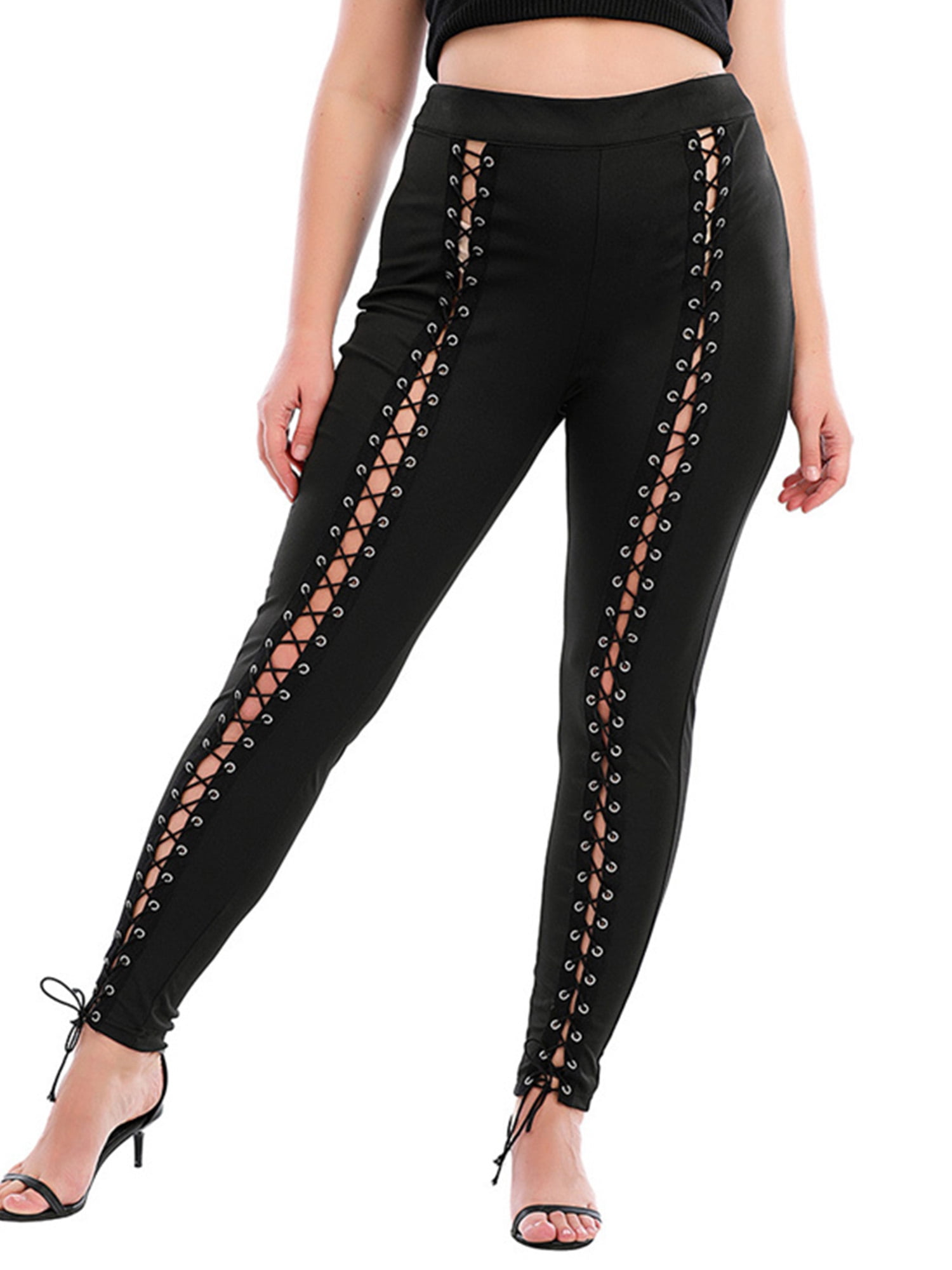 Plus size hotsell lace up leggings